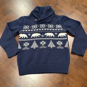 The Children's Navy Holiday Sweater with Polar Bear Design 2T